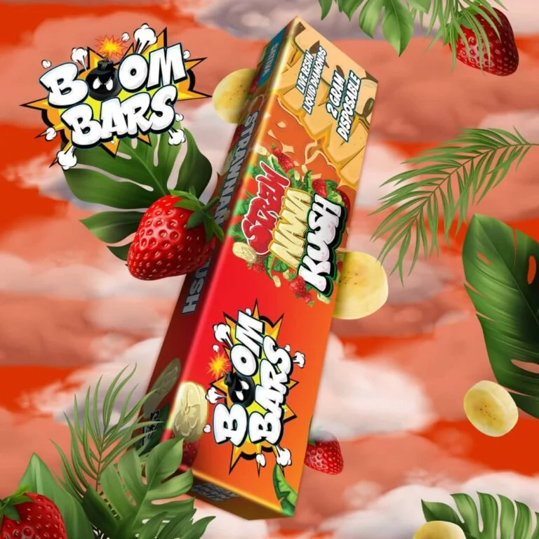 Boom Bars Stran Nana Kush 2g Disposable Vape – Tropical Strawberry Banana Blend