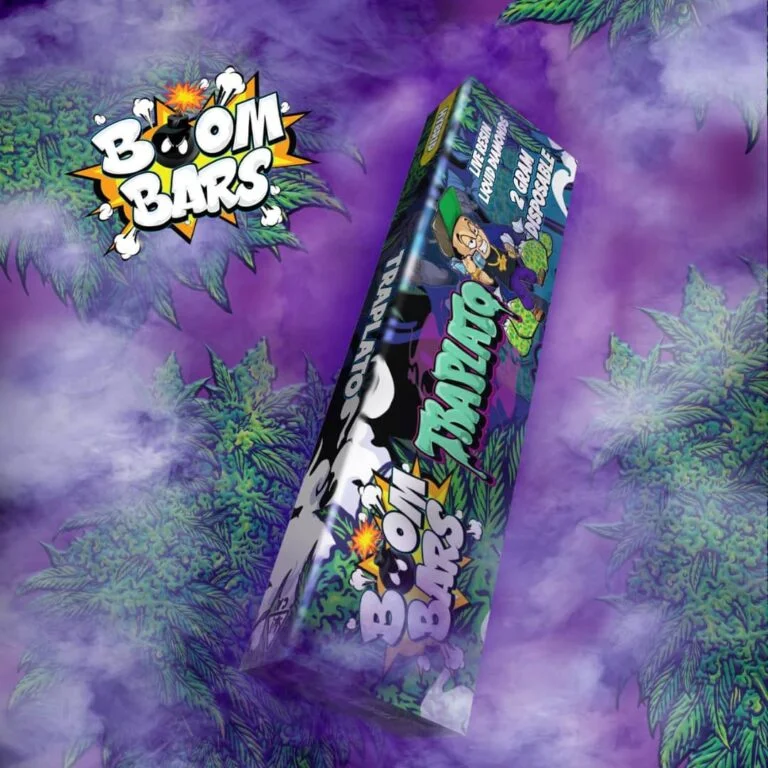 Boom Bars Traplato 2g Disposable Vape – Gassy Grape Infused with Live Resin