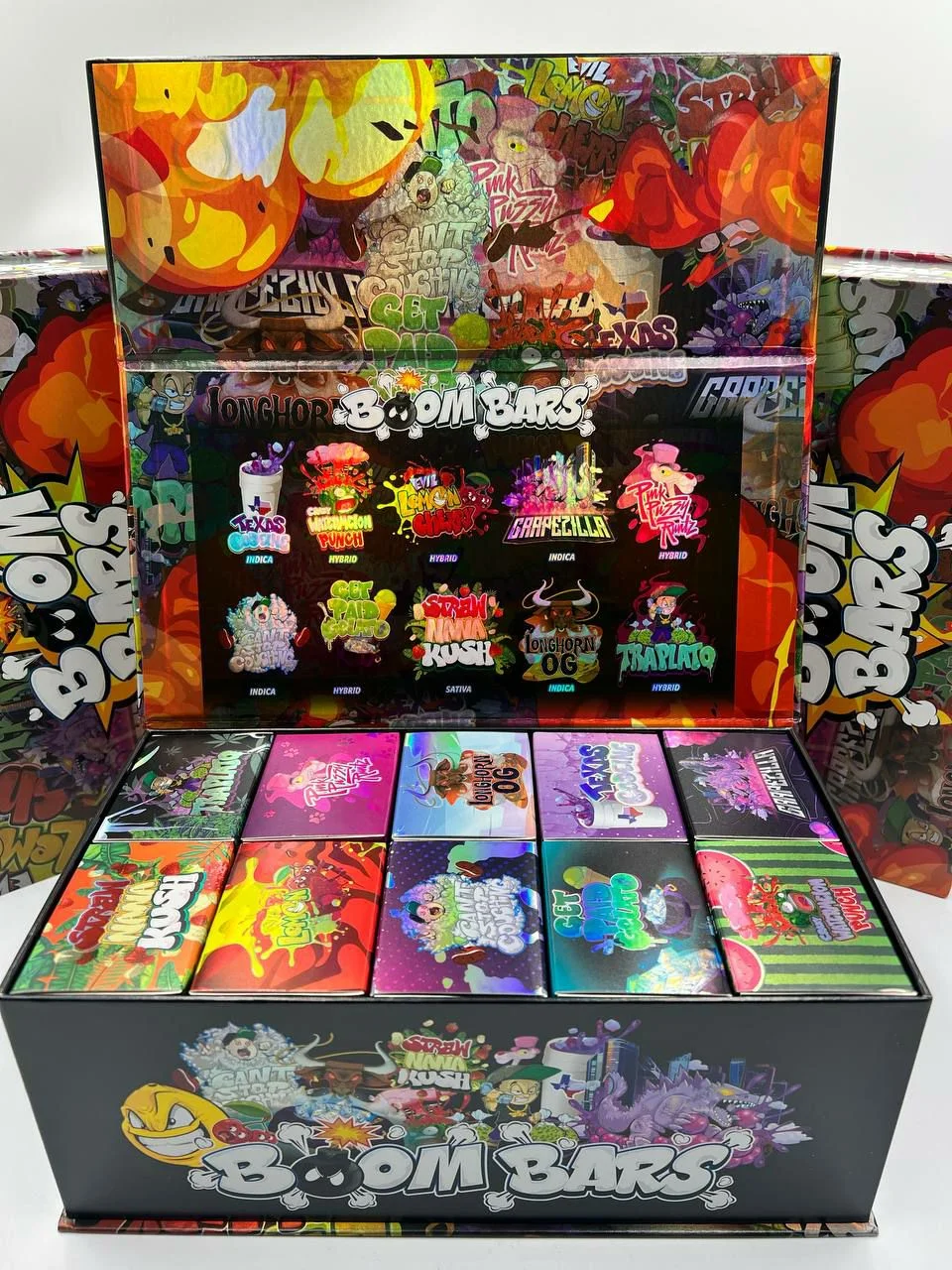 Boom Bars 2g Disposable Vape Full Flavor Box – Complete Collection of Hybrid, Indica, and Sativa Strains